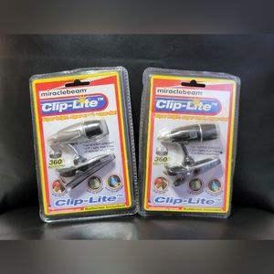Lot of 2 Clip Lites - Batteries Included miraclebeam Gray & Black NEW Sealed